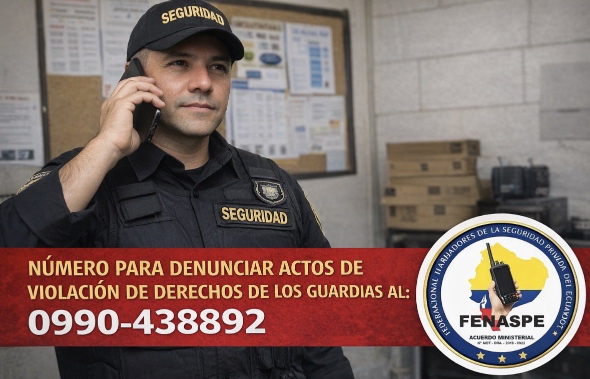 🔴🔴🔴
#Atencion
#Denuncias 
⚠️Único #Numero para denuncias de vulneración de #derechos d los #Guardias 🇪🇨, #Corrupción procesos d contratación Seg privada, centros d formación
✅Por la dignidad d la #SegPrivada 
👉Canalizaremos con <a href="/MinInteriorEc/">Ministerio del Interior Ecuador 🇪🇨</a> <a href="/MinTrabajoEc/">Ministerio del Trabajo Ecuador 🇪🇨</a> <a href="/IESSec/">IESS</a> <a href="/SERCOPec/">SERCOP 🇪🇨</a>