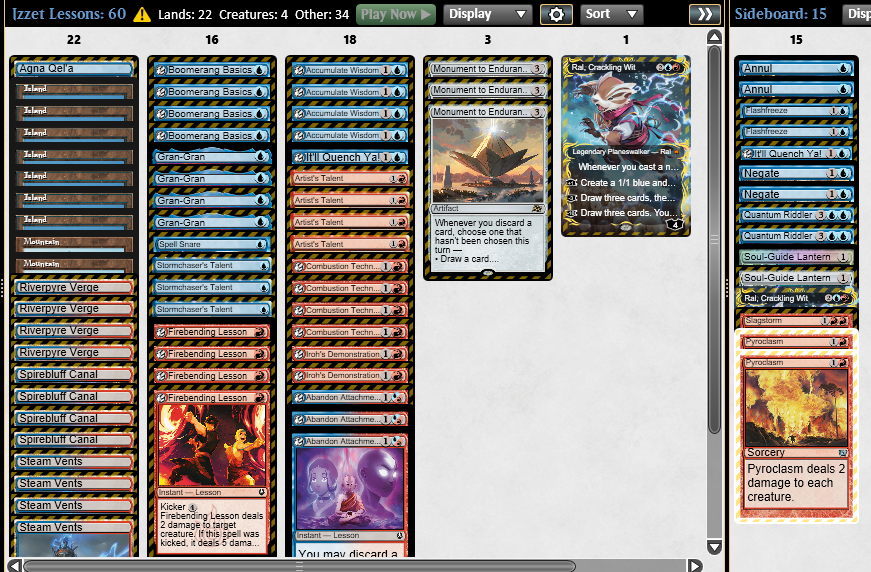 One and done this season with Lessons. 23-5 last 3 events.

Jeskai Control 🏆
Simic Ouroboroid 🏆
Jeskai Control 🏆
ID x2 🤝🤝
---------
Dimir 🏆
Lessons 🏆
Lessons 🏆

(Only own 1 Spell Snare)