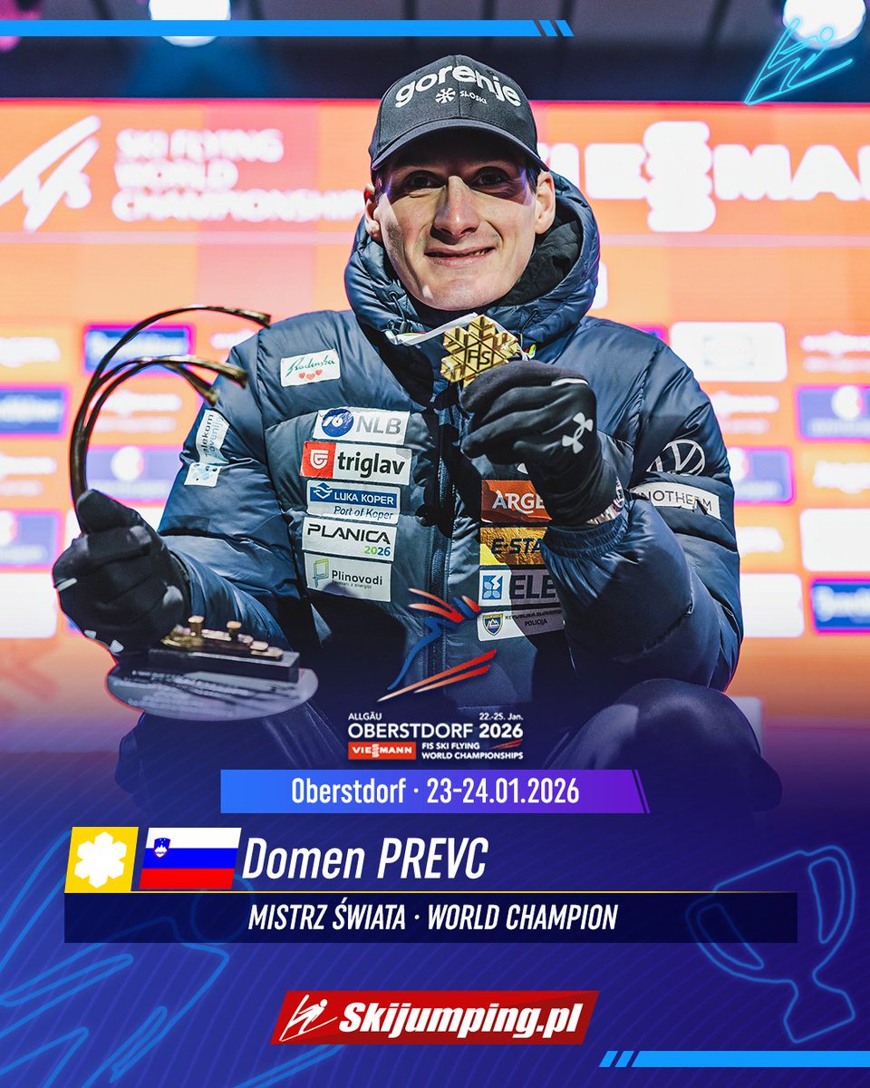 Skijumpingpl's tweet image. Najlepsi skoczkowie konkursu indywidualnego MŚ w lotach #Oberstdorf2026 już z medalami!

🥇🇸🇮Domen #Prevc
🥈🇳🇴Marius #Lindvik
🥉🇯🇵Ren #Nikaido

#skijumpingfamily