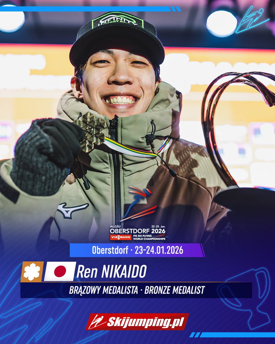 Skijumpingpl's tweet image. Najlepsi skoczkowie konkursu indywidualnego MŚ w lotach #Oberstdorf2026 już z medalami!

🥇🇸🇮Domen #Prevc
🥈🇳🇴Marius #Lindvik
🥉🇯🇵Ren #Nikaido

#skijumpingfamily