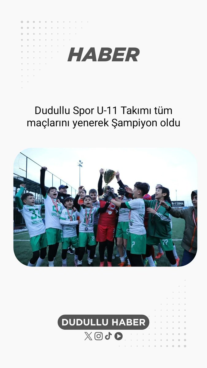 Şampiyon Dudullu Spor

U-11 erkek takım oyuncaları turnuvadaki tüm rakiplerini yenerek şampiyon oldu.

Teknik ekip heyeti ve tüm emeği geçenleri kutlarız.

#dudulluhaber 
#dsk
#dudulluspor