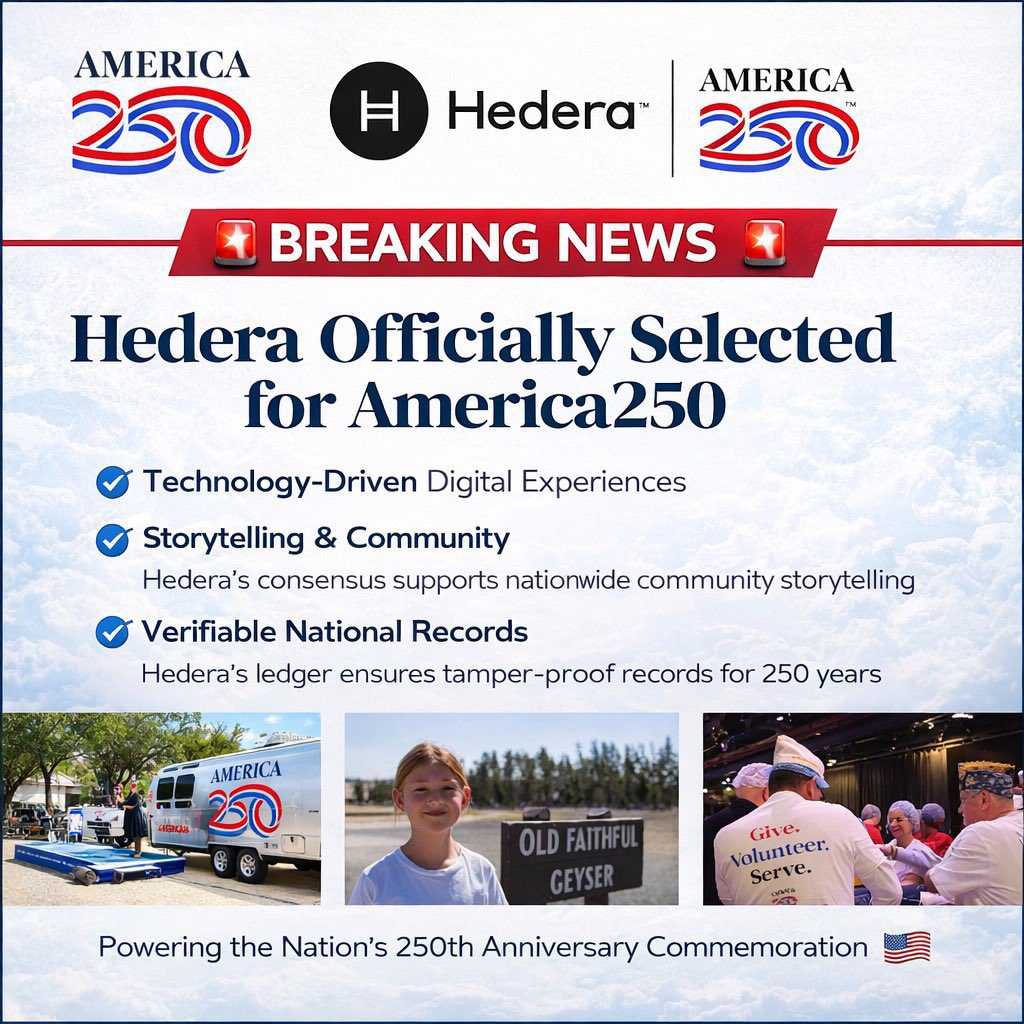 HederaKimchi's tweet photo. 🚨🇺🇸 속보🇺🇸🚨

”미국 독립 250주년을 기념해 🏎️ 미국 국회의사당 부지에서 F1 그랑프리 대회가 개최될 예정이며, 🥊 백악관 부지에서 UFC 격투 이벤트도 함께 열릴 예정입니다.“

@hedera 는 미국 독립 250주년 공식 정부 기관인 @America250 과 파트너십을 체��하고, 다수의 국가 기념 프로젝트를 헤데라 네트워크 위에서 진행할 예정입니다.

또한 @McLarenF1 과의 파트너십을 통해
대규모 그랑프리 연계 이벤트 및 팬 경험 사업을 주도·지원하게 됩니다.

🇺🇸 미국의 다음 250년을 위한 신뢰받는 퍼블릭 인프라
— Hedera

$HBAR 🚀