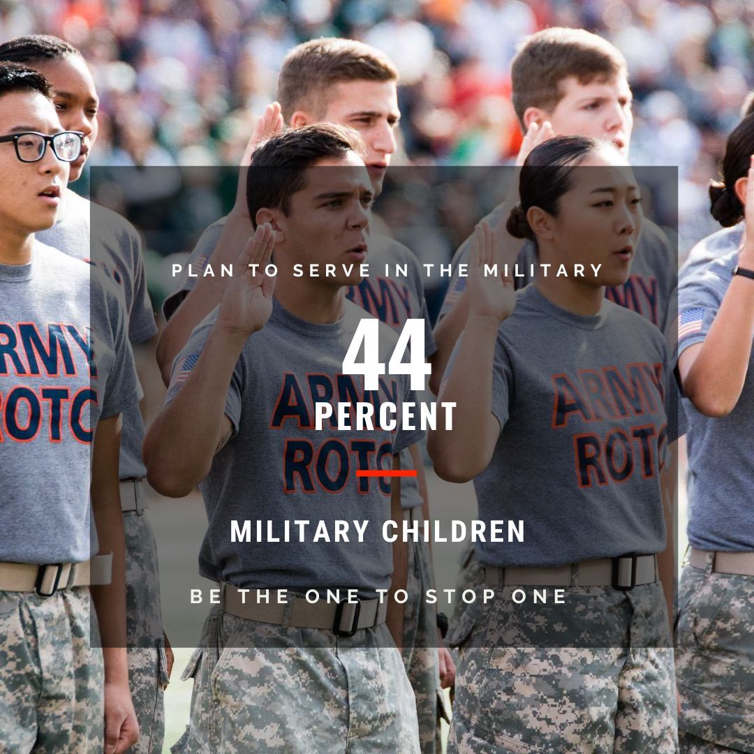 BattleBuddyInfo's tweet photo. Did you know 44% of #militarychildren plan to serve? Be sure to reach out and thank a family for our freedom.

YOU can be the one to #StopOne

#mentalhealth #SuicidePrevention https://t.co/HYSe7zqqvH