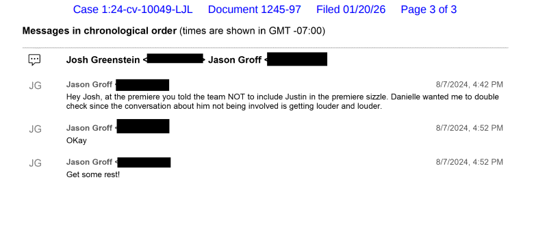 TVMovieAddict's tweet image. Email confirming that Justin was not to be included in the premiere of HIS own movie #justinbaldoni #BlakeLively