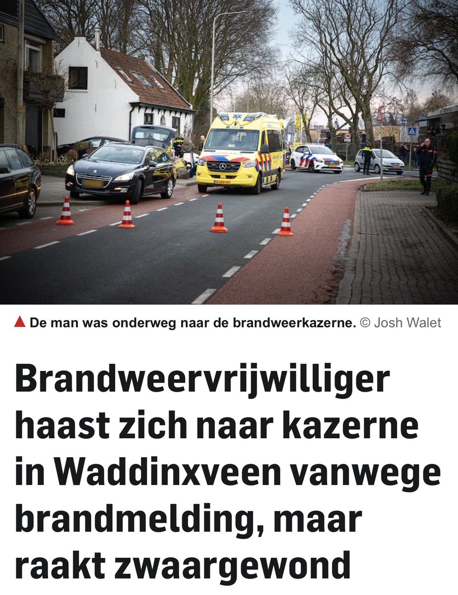 Vrijwilliger van Brandweer Waddinxveen raakt na alarmering gewond