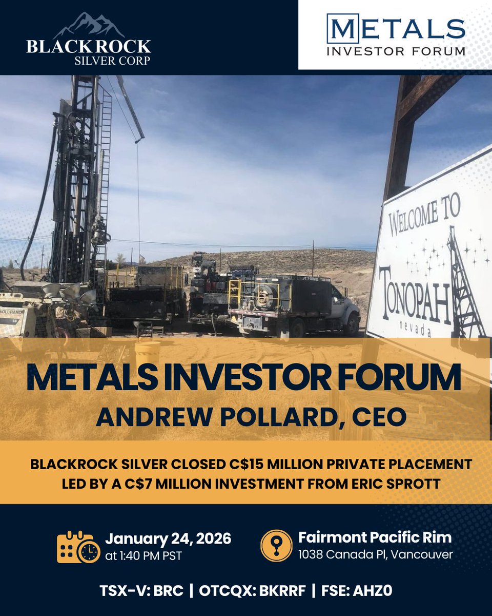 Last chance to register for the <a href="/MetalsInvtForum/">Metals Investor Forum</a> in Vancouver, where Blackrock Silver $BRC.V $BKRRF will be presenting.

This invite-only event brings investors face-to-face with executive leadership from top-tier, newsletter-vetted mining companies. Exhibitor booths are sold