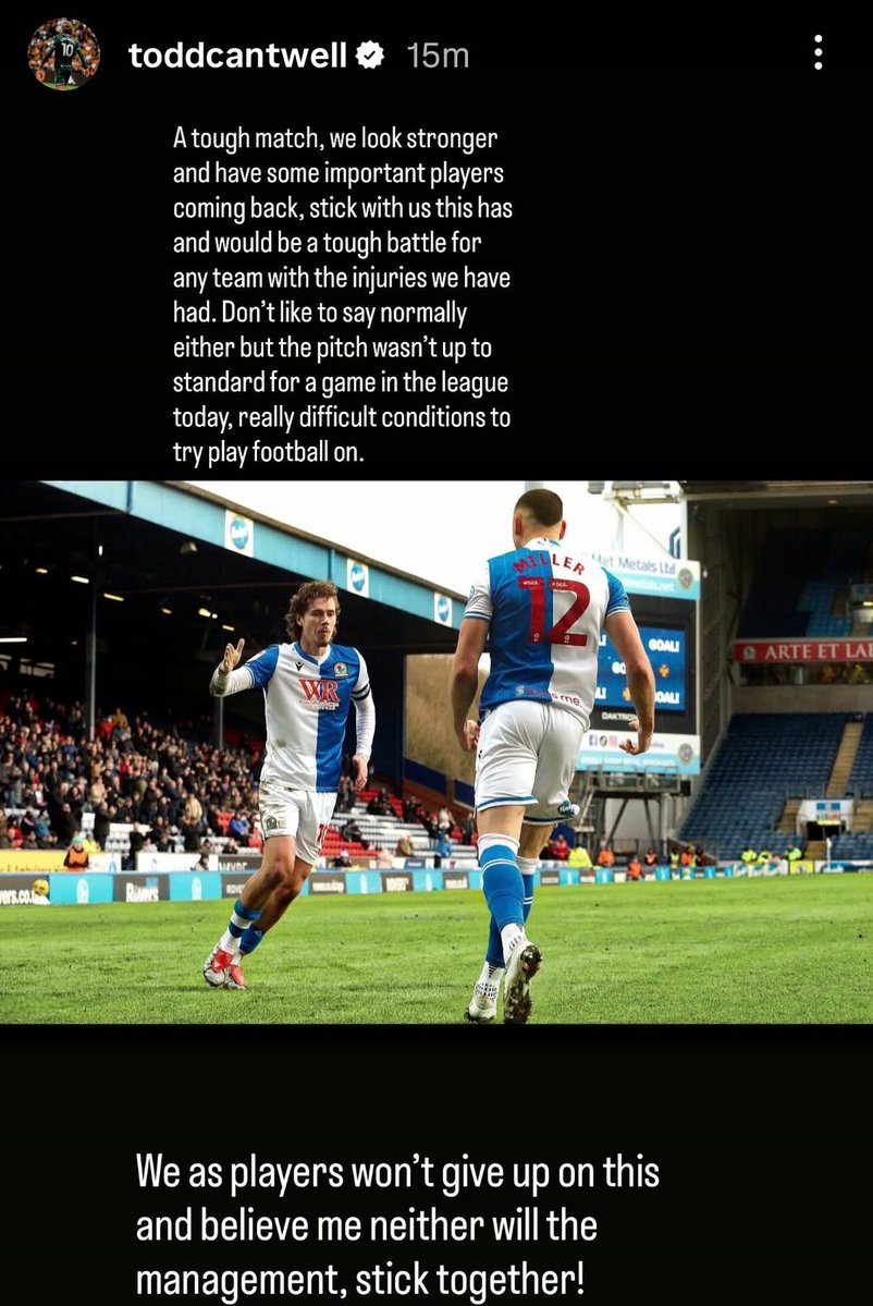 RoversXtra's tweet image. Todd Cantwell on Instagram...

Blaming the pitch, and says the management won't give up!

#BRFC | #Rovers