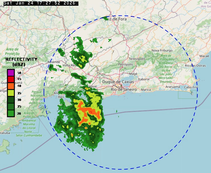 TEMPO AGORA

Segundo o Alerta Rio, núcleos de chuva que atuam na Zona Oeste se deslocam em direção ao oceano. Previsão de chuva fraca, ocasionalmente moderada isolada na próxima hora nesta região.

Outros núcleos de chuva atuam na região do Médio Paraíba e se deslocam em direção