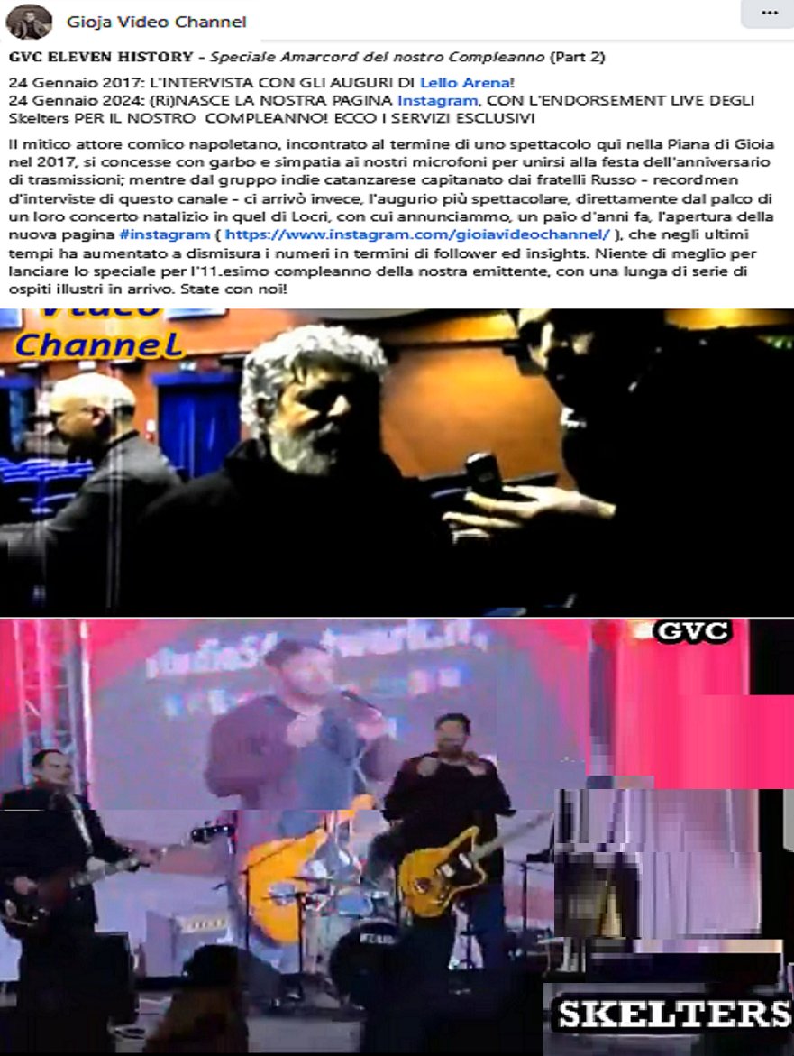 #GVC #special #birthday #Amarcord #24gennaio2026: anniversario della storica intervista a <a href="/LelloArena10/">Lello Arena</a> e della nascita della nostra pagina #instagram con l'endorsement #live degli #skelters, in attesa del nostro 11° #compleanno. #Video a questo #linK: facebook.com/GiojaVideoChan…