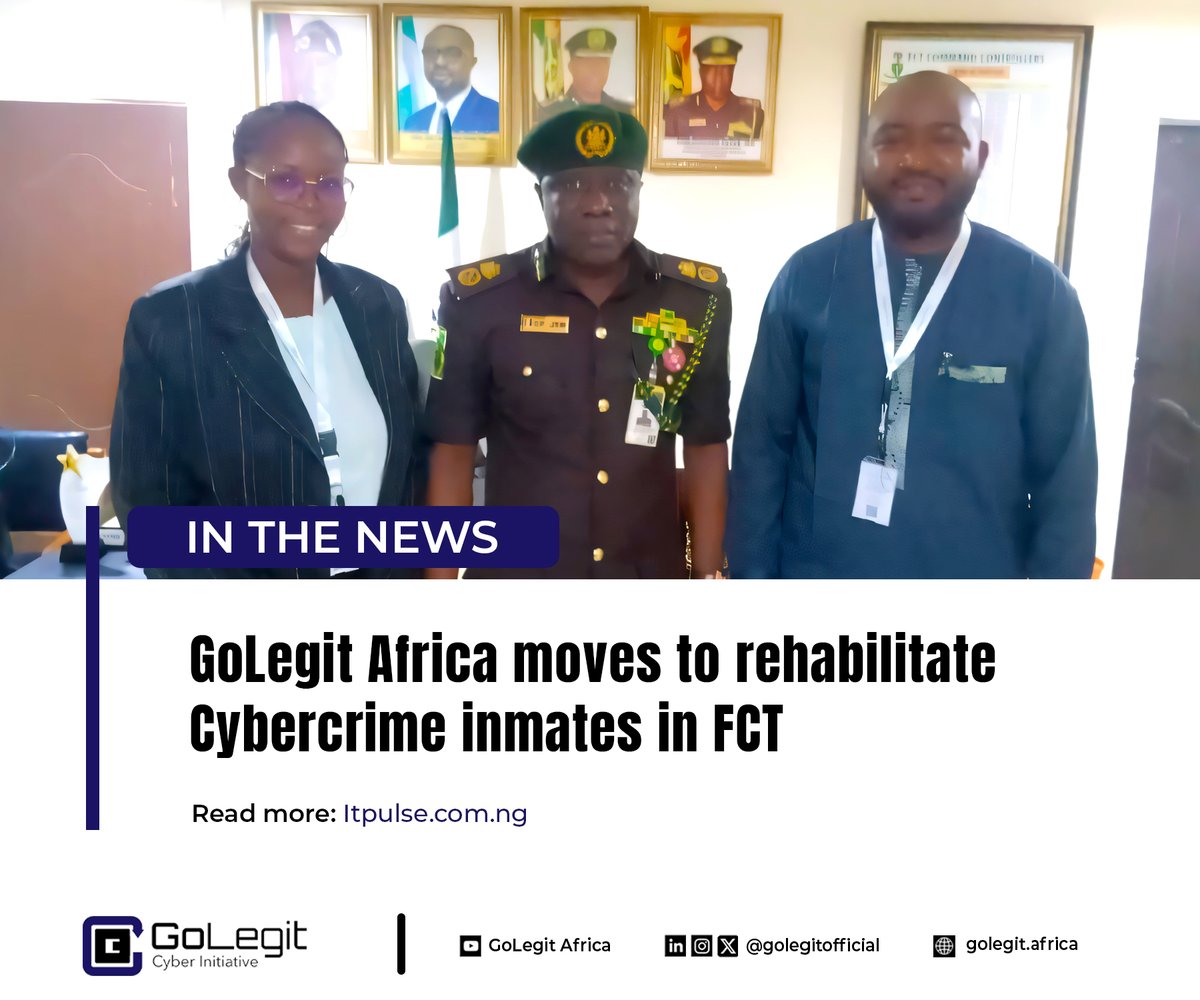GoLegitOfficial's tweet photo. In the news: GoLegit Africa takes action beyond awareness.

At GoLegit Africa, we believe real cyber reform goes beyond warnings and arrests; it’s about rehabilitation, skills, and second chances.

#GoLegitAfrica #CyberReform #CyberAwareness #YouthEmpowerment @RemiAfon https://t.co/2MXAtKWMob