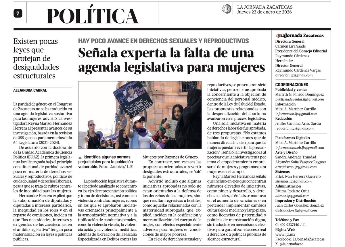 UAC_PoliticaUAZ's tweet photo. 🗣️#IIIColoquioDeCienciaPolítica de la #UACP La doctoranda Reyna Marisol Hernández presentó su ponencia sobre las iniciativas con perspectiva de género en la LXIV Legislatura de Zacatecas. Alejandra Cabral de La Jornada Zacatecas escribe al respecto. Las y los invitamos a leer: https://t.co/bzdoCX6w0N