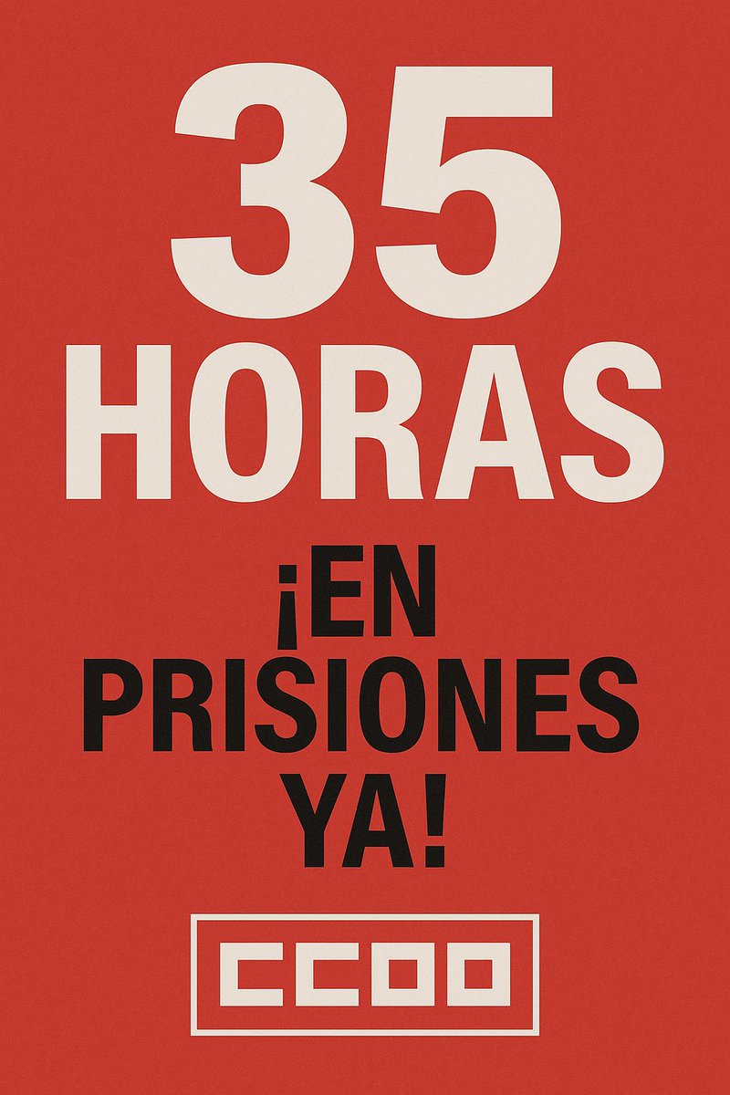 En prisiones 35 horas

📌 Negociadas y firmadas por CCOO en el Acuerdo Siglo XXI 

📌 Reducir la jornada mejora la eficiencia y disminuye los riesgos laborales 

📌 CCOO defendiendo los servicios públicos y la reinserción 

#sosprisiones

<a href="/sae_fsc_ccoo/">SAE FSC-CCOO</a> 
<a href="/IIPPGob/">Instituciones Penitenciarias</a>
<a href="/SEFPgob/">Secretaría de Estado de Función Pública</a>
