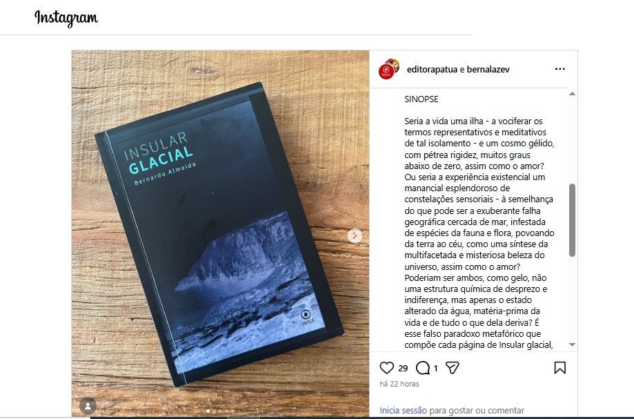 BomfimBrown's tweet photo. Insular Glacial: novo livro de poemas de Bernardo Almeida está na praça. Confira no link:
https://t.co/x9MmL1tnbc https://t.co/0RWAgMdVrd