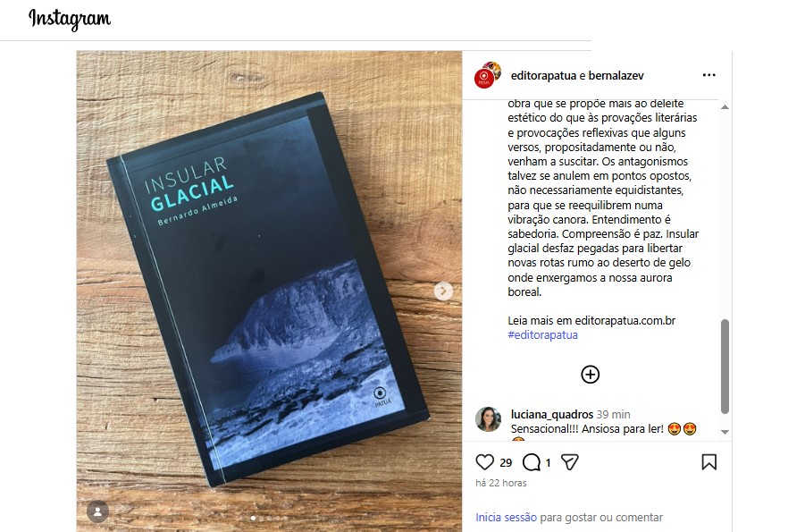 BomfimBrown's tweet photo. Insular Glacial: novo livro de poemas de Bernardo Almeida está na praça. Confira no link:
https://t.co/x9MmL1tnbc https://t.co/0RWAgMdVrd