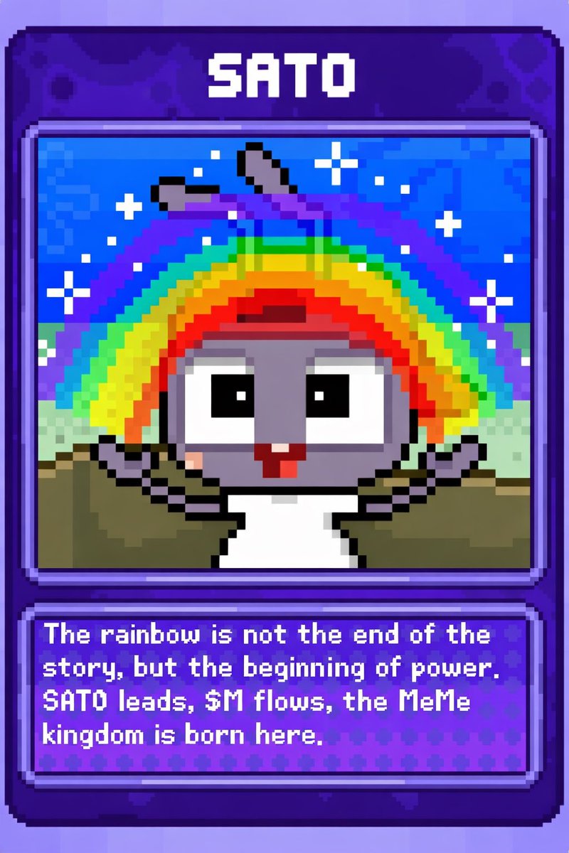 SATO is BACK! The rainbow is not the end of the story, but the beginning of  power. SATO leads, $M flows, the meme kingdom is born here. 👑🌈  0xc3abb67a9d3e7b70d0c5017c97da69e1d7b0cc2a #MemeCore #SATO $M