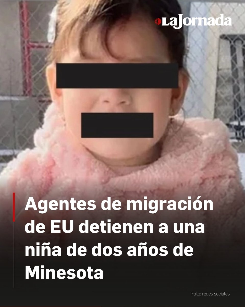 El Departamento de Seguridad Nacional de Estados Unidos detuvo a una niña pequeña de dos años y a su padre este jueves y los trasladó a Texas pese a una orden de un juez de devolver a la menor.

Más en La Jornada: jornada.com.mx/noticia/2026/0…