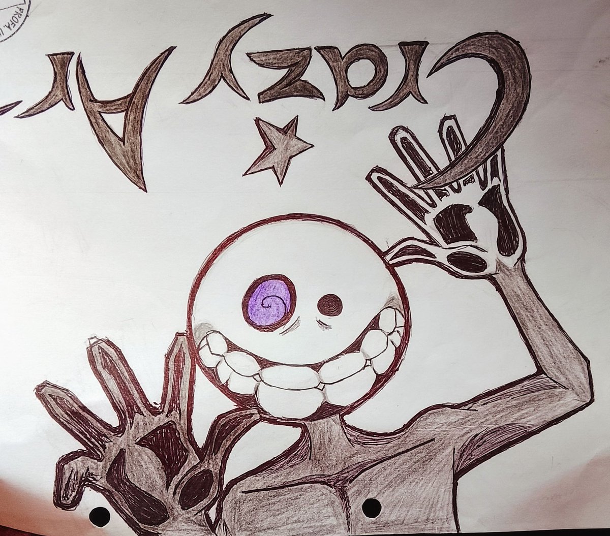 UsuariaUna14619's tweet image. Crazy:hi new fella 😁 
-Said the stranger- his name is "crazy" and is G's best friend 💜 uwu #ArtTwitter #OCCrazy