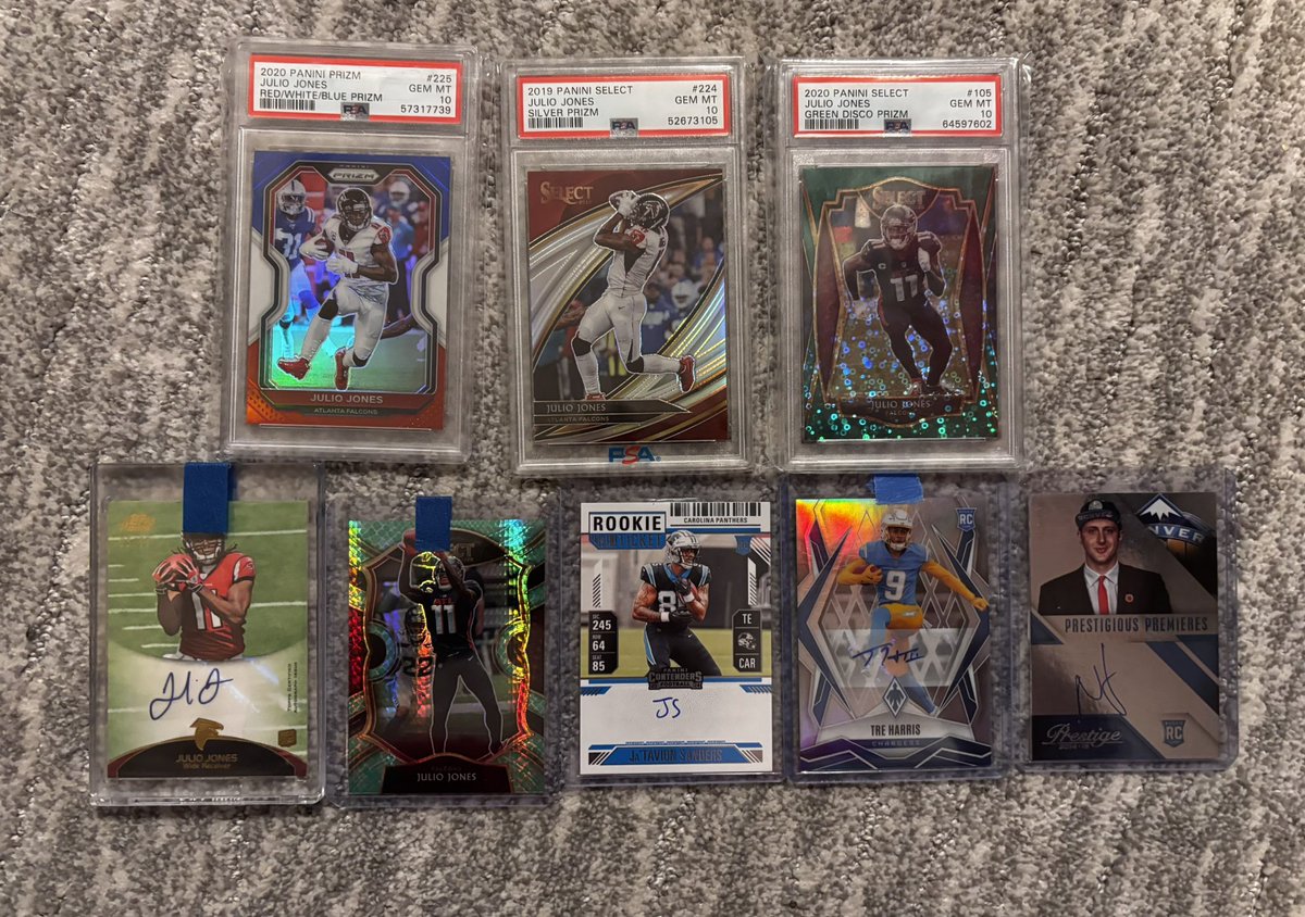 Pretty big mail day! 
Julio no huddle /5, auto /50, dragon scale /67, Tre Harris /199. All available! Ask for prices! Tags and retweets greatly appreciated!