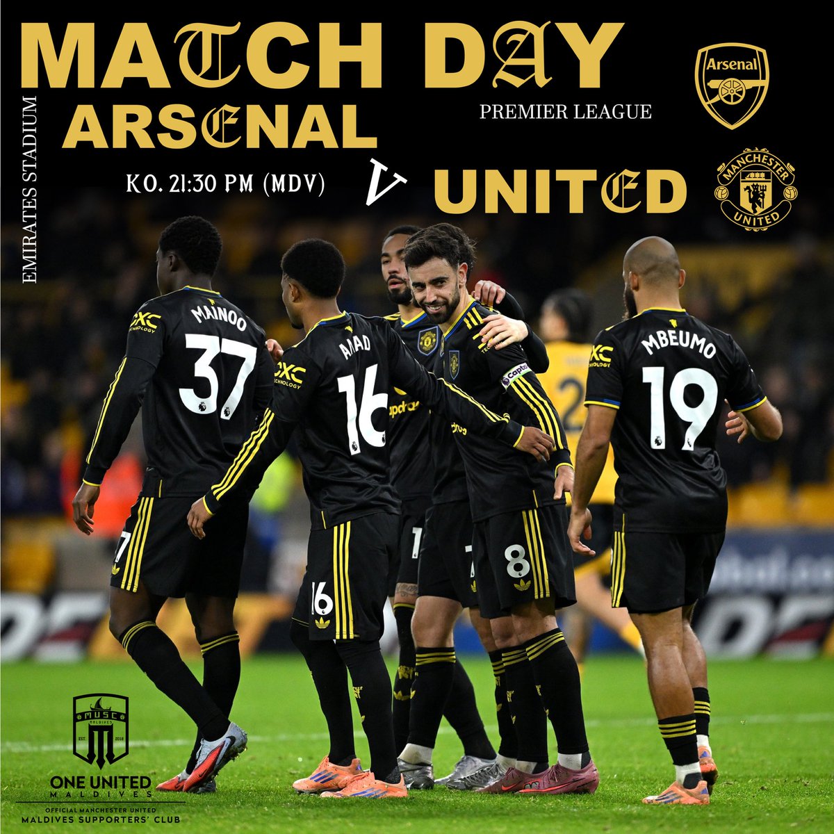 muscmaldives's tweet image. Matchday!
📅 Sunday, 25 January 2026
🕘 Kick-off (Maldives): 21:30 
🏟️ Emirates Stadium
⚽ Arsenal 🆚 @ManUtd 
🔴 Focused! Fierce! Let’s back the Reds!