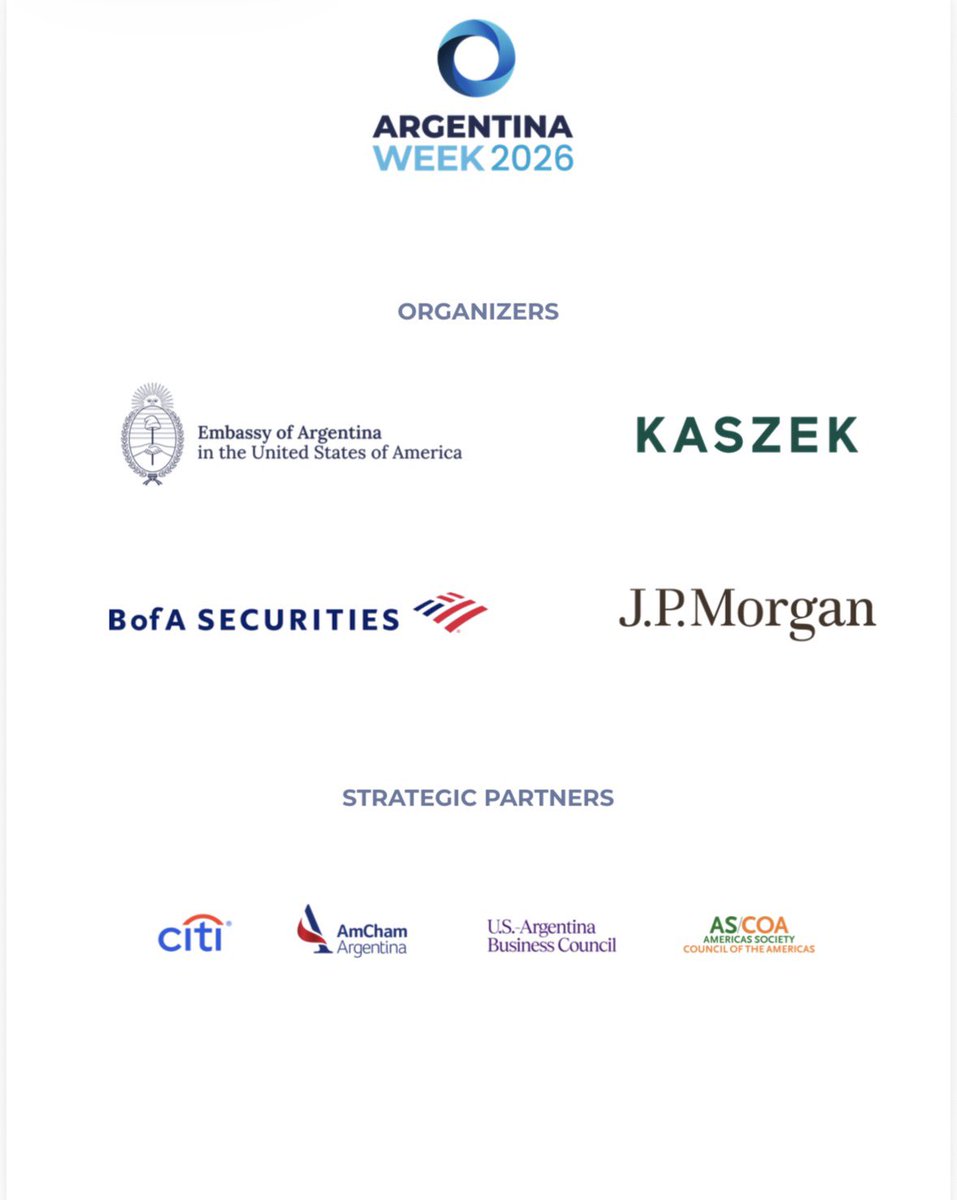 Se acerca el Argentina Week, el mayor road show de inversiones de la Argentina del que se tenga registro reciente con la participación confirmada en la apertura del evento del Presidente Javier Milei, a quien agradezco especialmente por su apoyo a esta iniciativa.

Del 9 al 12 de