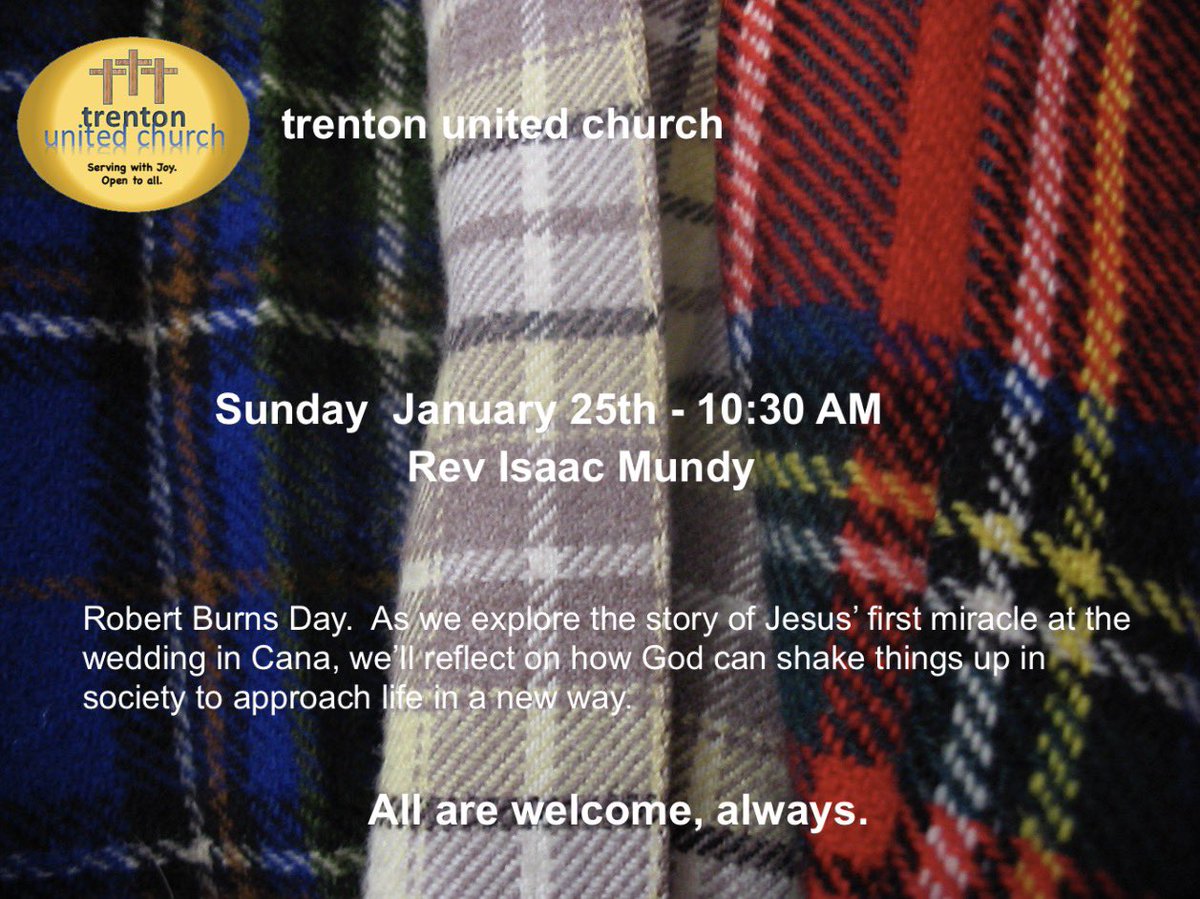 Wear your kilts!  Wear your tartans!  Or just put on some plain old plaid!  We’re excited to bring a bit of Scottish flare to our worship this coming Sunday which happens to be Robert Burns Day.  

Sunday at 10:30AM.