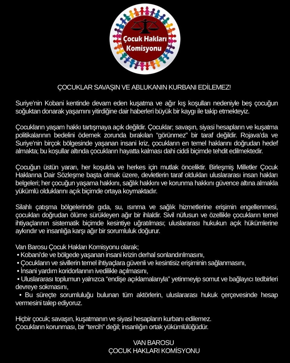 ÇOCUKLAR SAVAŞIN VE ABLUKANIN KURBANI EDİLEMEZ!