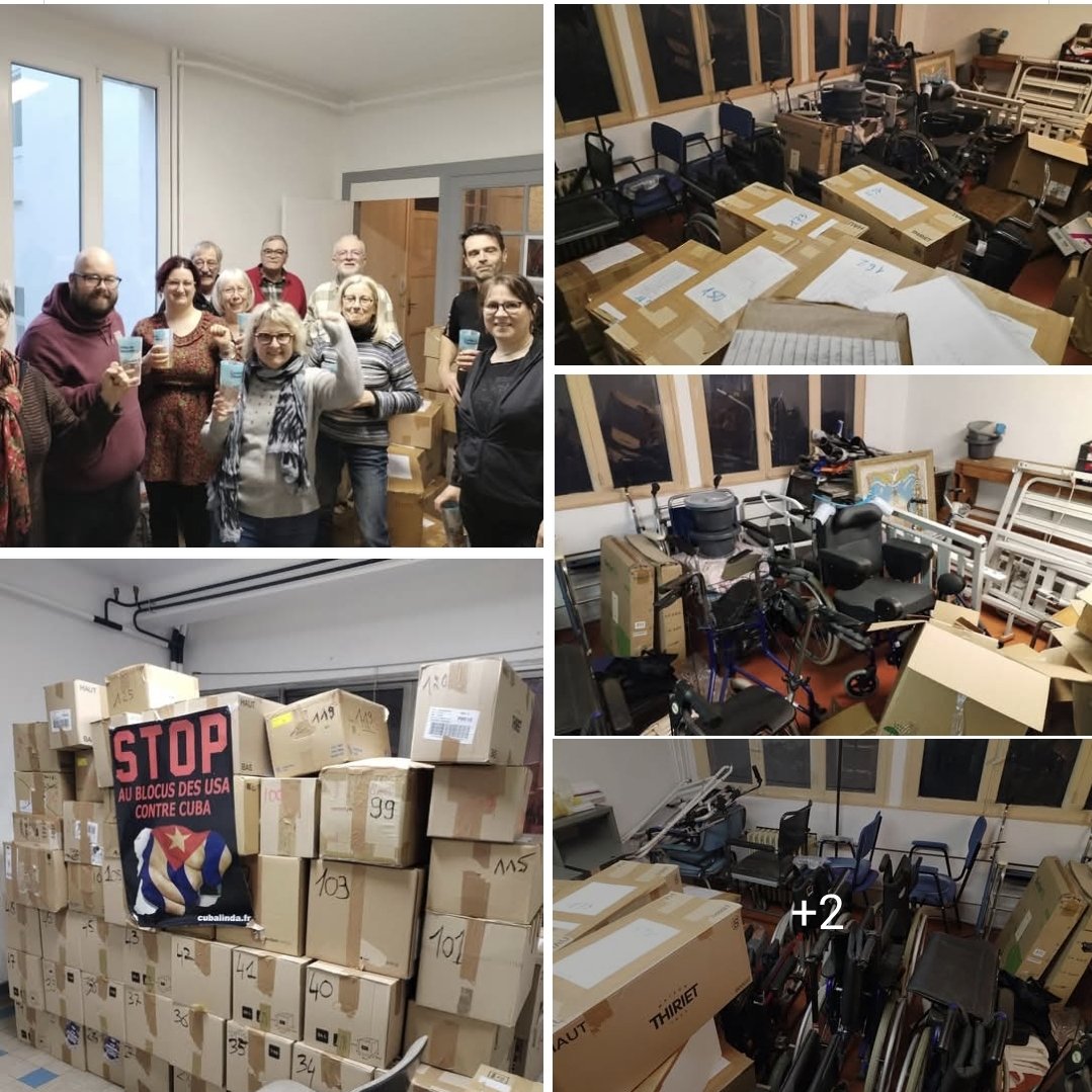 EmbaCubaFrancia's tweet image. 🇨🇺🤝🇫🇷 Más de 170 cajas de medicamentos,suministros médicos, sillas de ruedas,camas de hospital, grúas para pacientes en solidaridad con Cuba Socialista.

Gracias a la Federación Vosges del Partido Comunista Francés por su apoyo al pueblo cubano.

#CubaNoEstáSola #TumbaElBloqueo