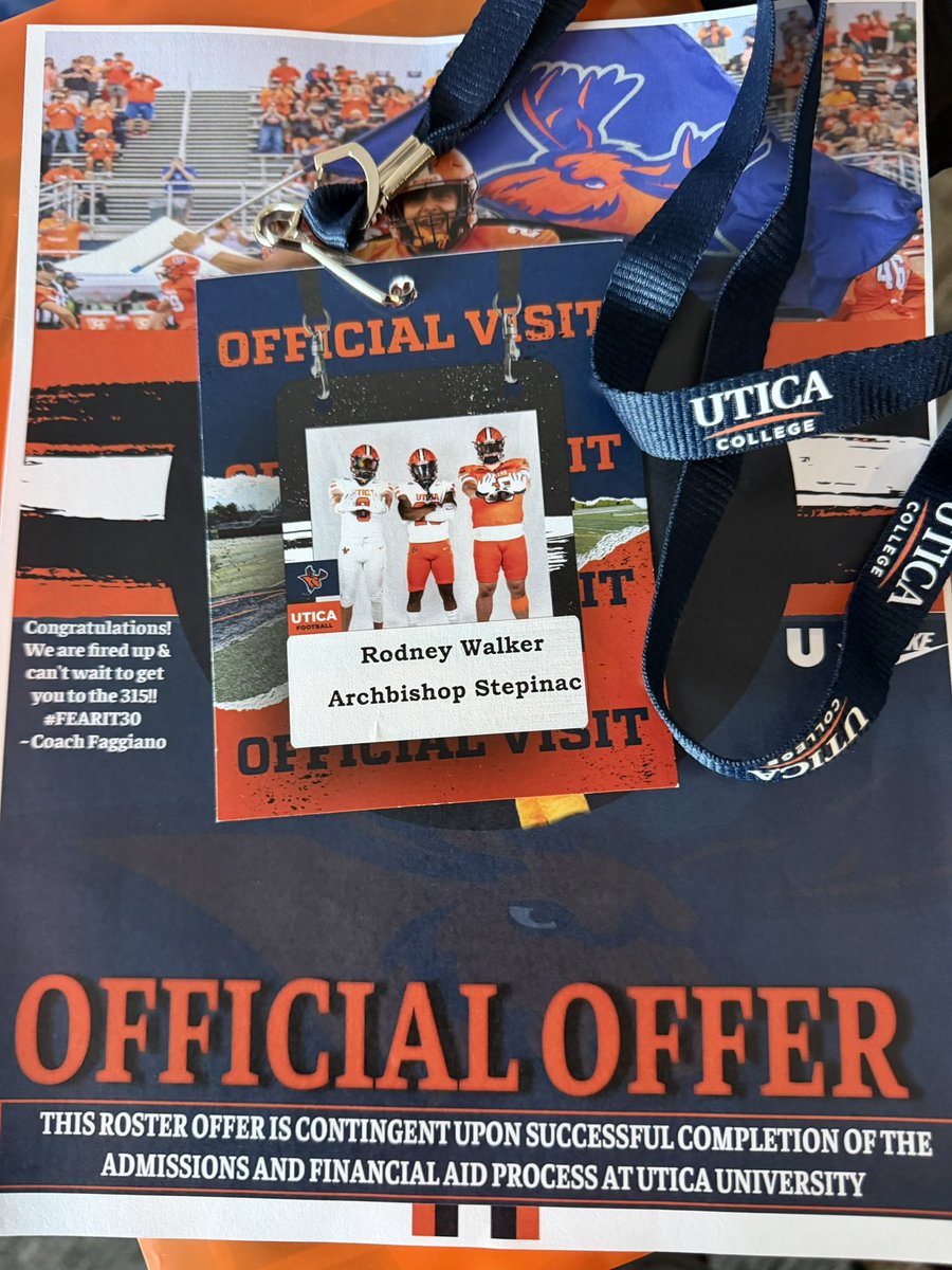 After a great visit <a href="/uticauniversity/">Utica University</a> and talk with <a href="/CoachFaggiano/">Blaise Faggiano</a> I am thankful to have received an offer to play <a href="/Utica_Football/">Utica Football</a> thank you <a href="/LoganKraft19/">Coach Kraft</a>. <a href="/StepinacSports/">Stepinac Athletics</a> <a href="/MageeAj/">AJ MAGEE</a> <a href="/CoachAndyMar/">Andy Martinez, III, MAT, CSCS</a>