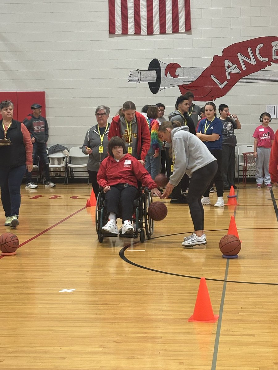 Special Olympics Area Basketball Skills today. Amara participated and earned a Gold medal and Alyssa volunteered. 🩶❤️