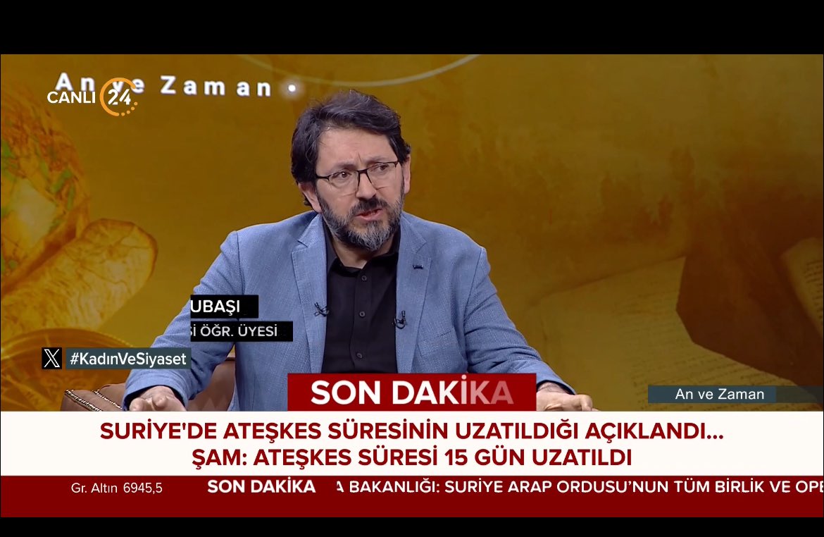 <a href="/24tv/">24tv</a> de
Sn.<a href="/OzgenurReyhan/">Dr. Özgenur Reyhan Güler</a>’ın sunduğu <a href="/anvezaman24tv/">An ve Zaman</a> konusu #KadınVeSiyaset’i Prof.Dr. <a href="/subasiomer25/">Ömer Subaşı</a> hocam aktarıyor..