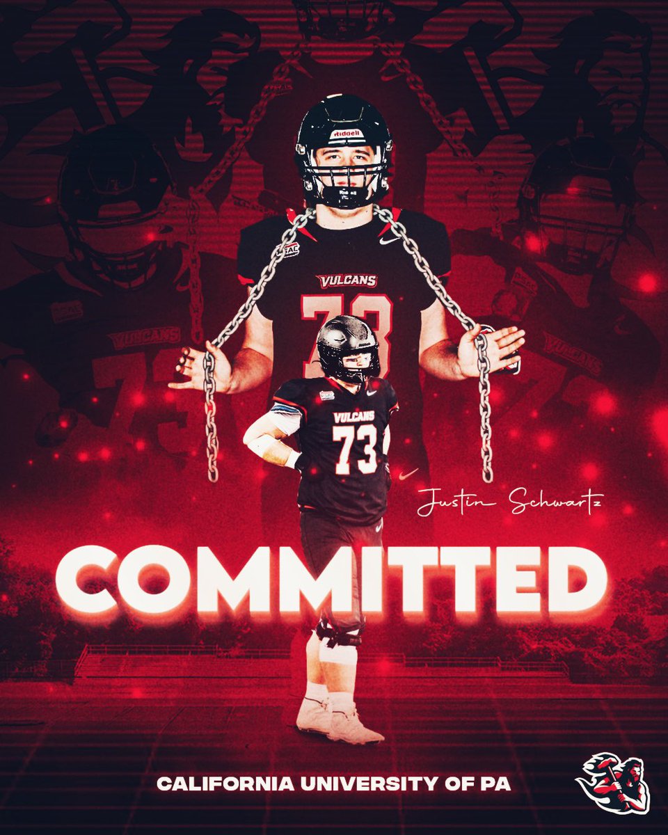 After a great visit <a href="/VulcanFootball/">California (PA) Vulcan Football</a> last weekend. I am grateful to announce my commitment to California university of Pa!!! #Committed #GoVulcans 
<a href="/CoachGaryDunn/">Gary Dunn</a> <a href="/CoachPapley/">Tony Papley</a> <a href="/TO_65FB/">Tyler Orlosky</a> <a href="/coachjaturner/">Jawan Turner</a> <a href="/CoachGee55/">Scott Gee</a> <a href="/CoachJoeKoKo/">JOE KEKOANUI</a> <a href="/againathletics/">Mike Gray</a> <a href="/PRZVicCastillo/">VicCastilloPRZ</a>