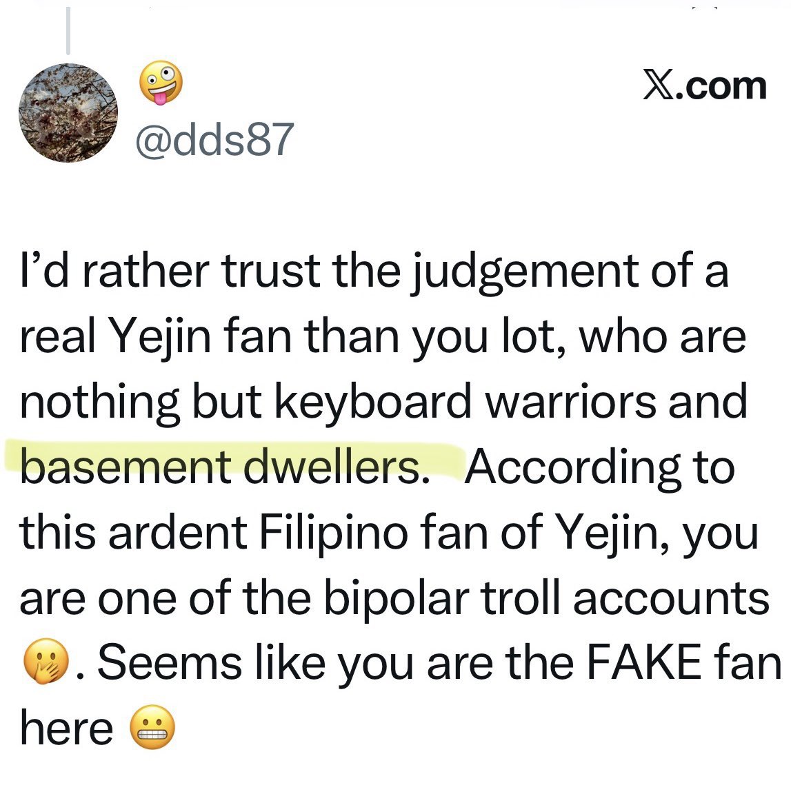 When voldy&amp;BinKyo fans body shaming Yejin, call her mom ‘Monkey’, call YJ and her fans’pigs’, did you call them ‘racist’? 
When I call the haters ‘pigs and monkeys’,  I am the racist? 
hypocrisy! when you brag FT, call 🇵🇭fans basement dwellers, look into mirror,racist!