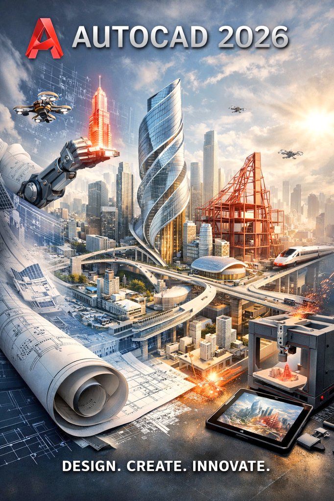GoodTechKSA's tweet photo. AutoCAD 2026
حيث تتحول الأفكار إلى واقع، والخطوط إلى إنجازات
إصدار يعيد تعريف التصميم الهندسي باحترافية مطلقة، يجمع بين الدقة المتناهية، السرعة العالية، وأدوات ذكية تمنحك تحكمًا كاملًا في كل تفصيلة
من المخططات المعمارية إلى المشاريع الإنشائية والصناعية المعقدة
#جودتك #الباحه https://t.co/BGrHKIIEwf