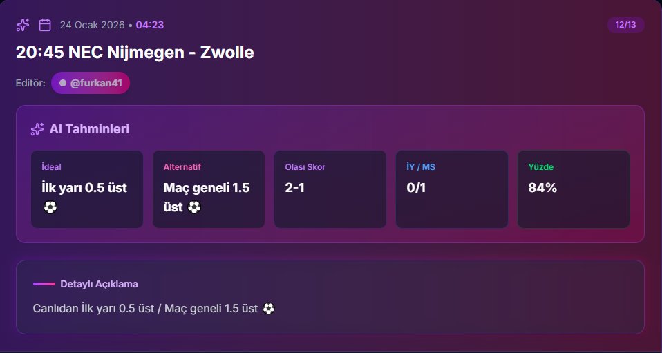analysisdays's tweet image. 🇳🇱 HEM SKOR HEM IY/MS TAM İSABET! 🎯

Hollanda'da veri analizi yine farkını koydu! 📊 Maç öncesi senaryomuz sahada tıkır tıkır işledi. 🦾

✅ Skor: 2 - 1 ✍️ ✅ IY / MS: 0 / 1 🎯

Verinin gücüyle kazanmaya devam! 🍀💰 Detaylar sitemizde. 🚀

#NijmegenZwolle #VeriAnalizi