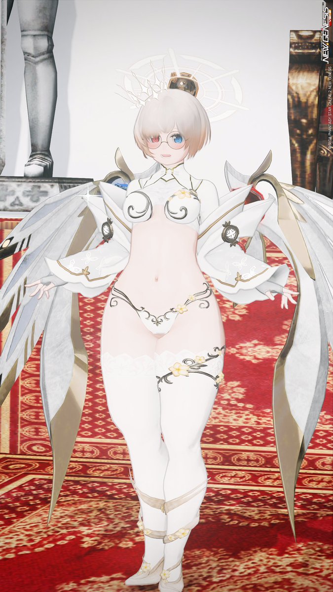 おはようです(人･ω･)ｱｰﾒﾝ👼
今日のSSは、新しい天使コーデの
うちの子です(〃´ω`〃)
ソダムコアを贅沢に3つ使って
作りました(ФωФ)
肌色率が、かなり高いですが
天使なので無問題⊂(*･ω･*)⊃ｾｰﾌ

#PSO2NGS #PSO2NGS_SS 
#メンテの日じゃないけどssを貼る