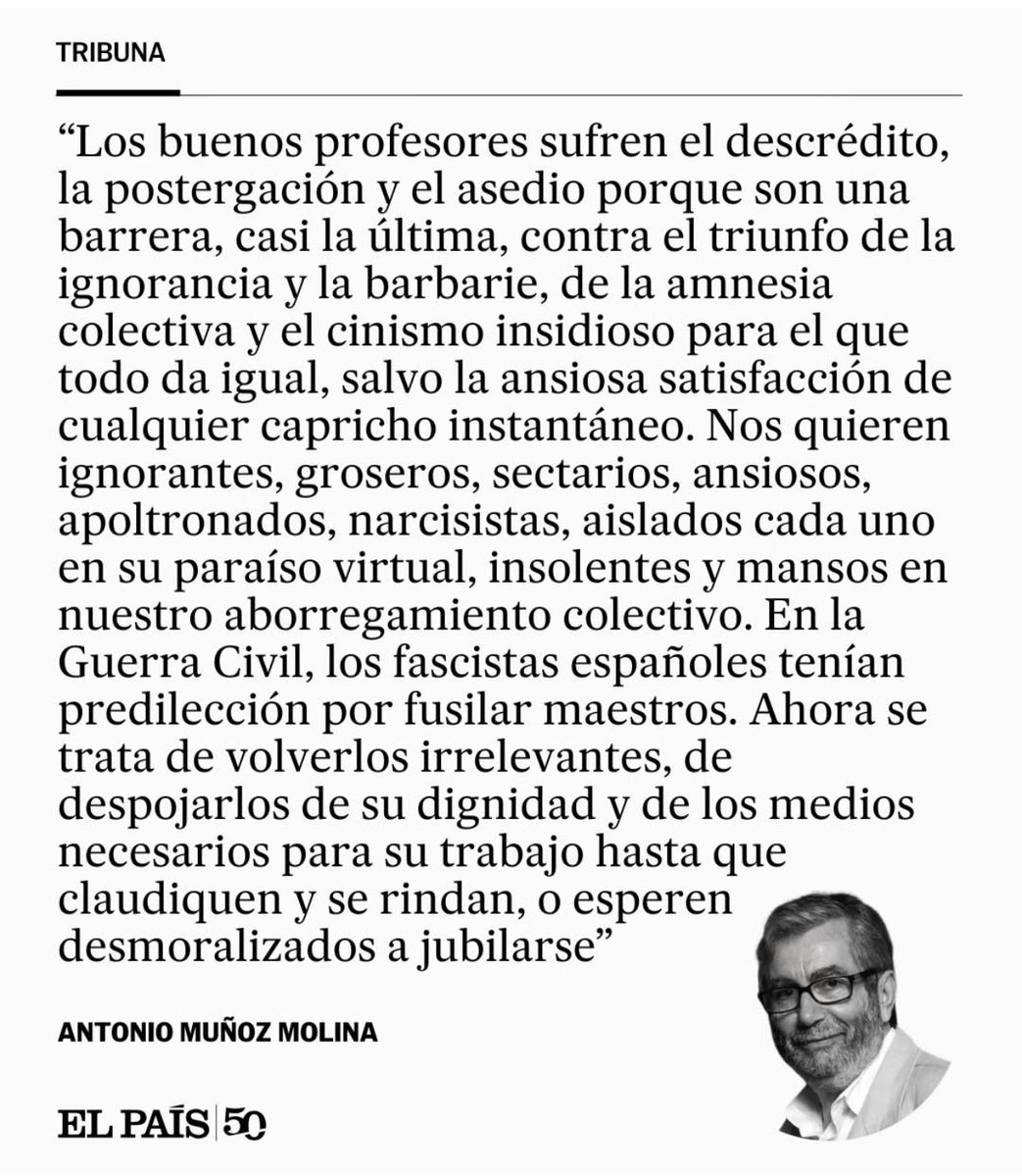 Esto de este gran hombre llamado #antoniomuñozmolina 
No le quito ni una coma.