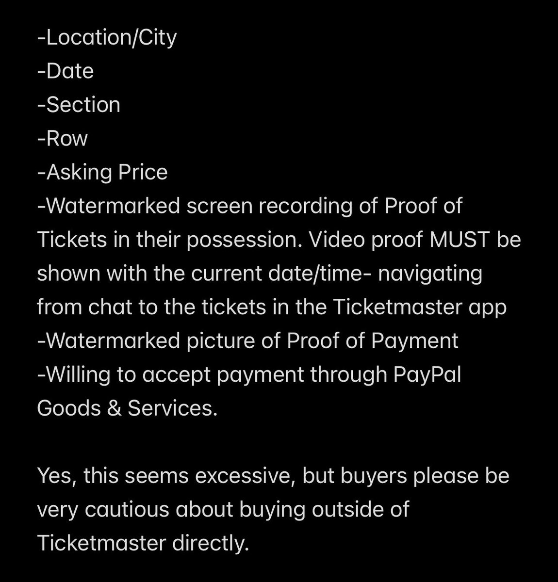LoveY0urselfHer's tweet photo. ✨💜Friendly Reminders💜✨

As a professional in the concert/ticketing industry- for anyone looking to buy tickets from a reseller (to any show), a trustworthy seller should always include:

#BTS_WORLDTOUR_ARIRANG 
#BTS #BTS_ARIRANG #ARMY https://t.co/bUj0cr8sR9