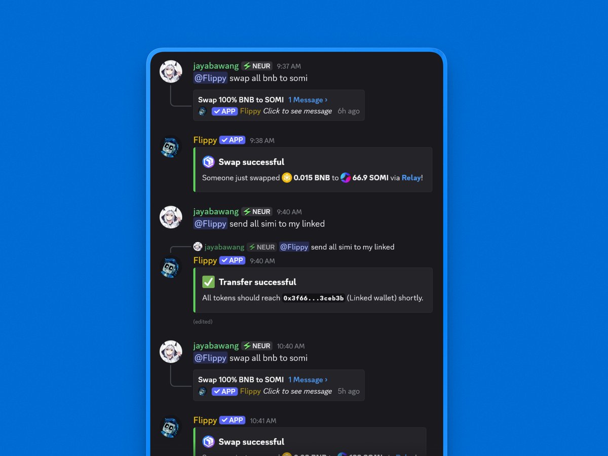Flippy in the wild. A legit crypto companion, used directly in chat. Still  early too.