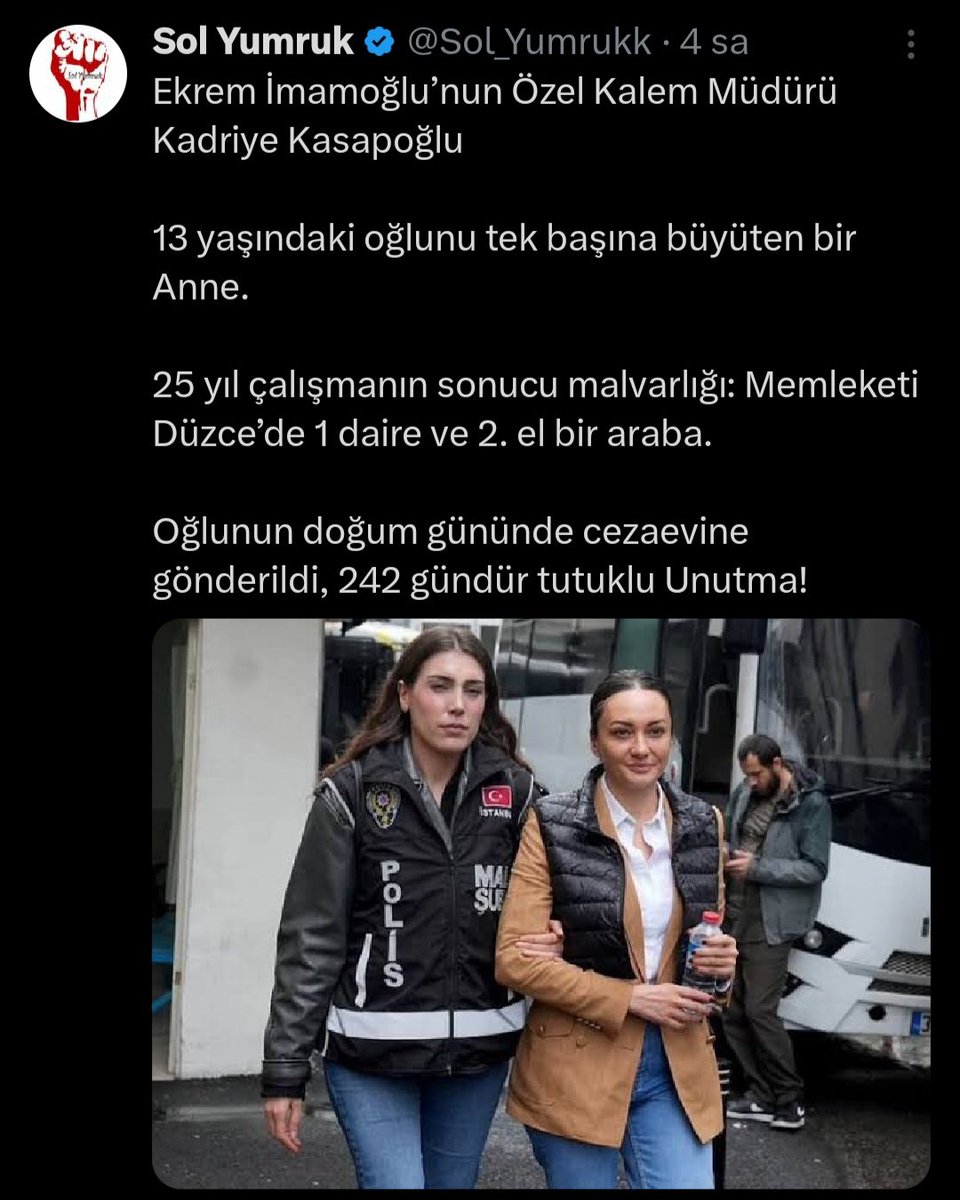 Tüm İstanbullular görsün, duysun, bilsin!

Yalan söylüyorlar. Kadriye Kasapoğlu’nun oğlunun bir bakıcısı var. Bakıcıyı İBB’ye aldılar ve oradan maaşa bağlattılar.
Yani Kadriye Kasapoğlu’nun çocuğunun bakıcısının maaşını İstanbullulara ödetiyorlar.