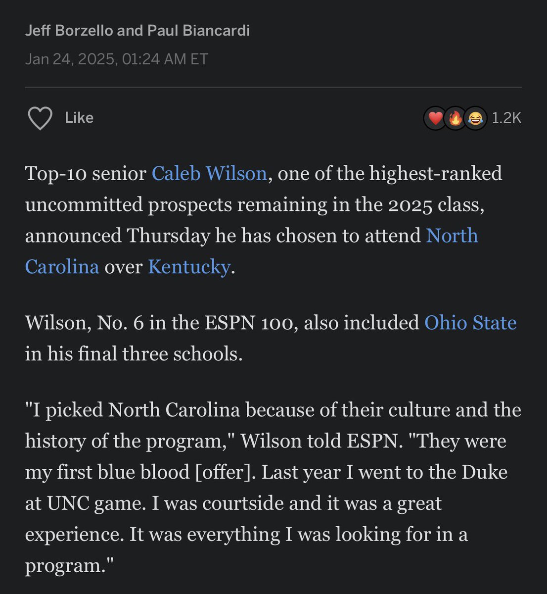 unc_zone's tweet image. 365 days as a Tar Heel @CalebWilson2025 

UNC landed the official commitment from Wilson a year ago today 👏