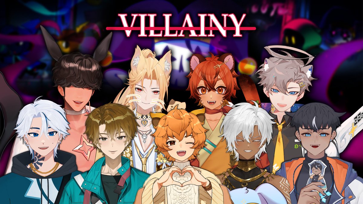 ー VILLAINY ー
Straight-up VILLAINY with @Keyzmi, @TaehoongieVT, <a href="/Royai_MilkMilk/">Roy 🚀💤 MILK MILK MILK MILK MILK MILK MILK MILK</a>, <a href="/ElioIcario/">Elio Icario 🦋☀️ Icarus VTuber</a>, @Sir_Alex1337, <a href="/TaiyoRise/">taiyo rise ∠ ʕ •`ᴥ•´ʔ ⦢✏☀️ R&D arc</a>, <a href="/SomaHososhi/">Soma Hososhi</a>, &amp; <a href="/PhymnVT/">Phymn🐧🧊</a>!
What's a little evil between friends?

🃏 8PM CST