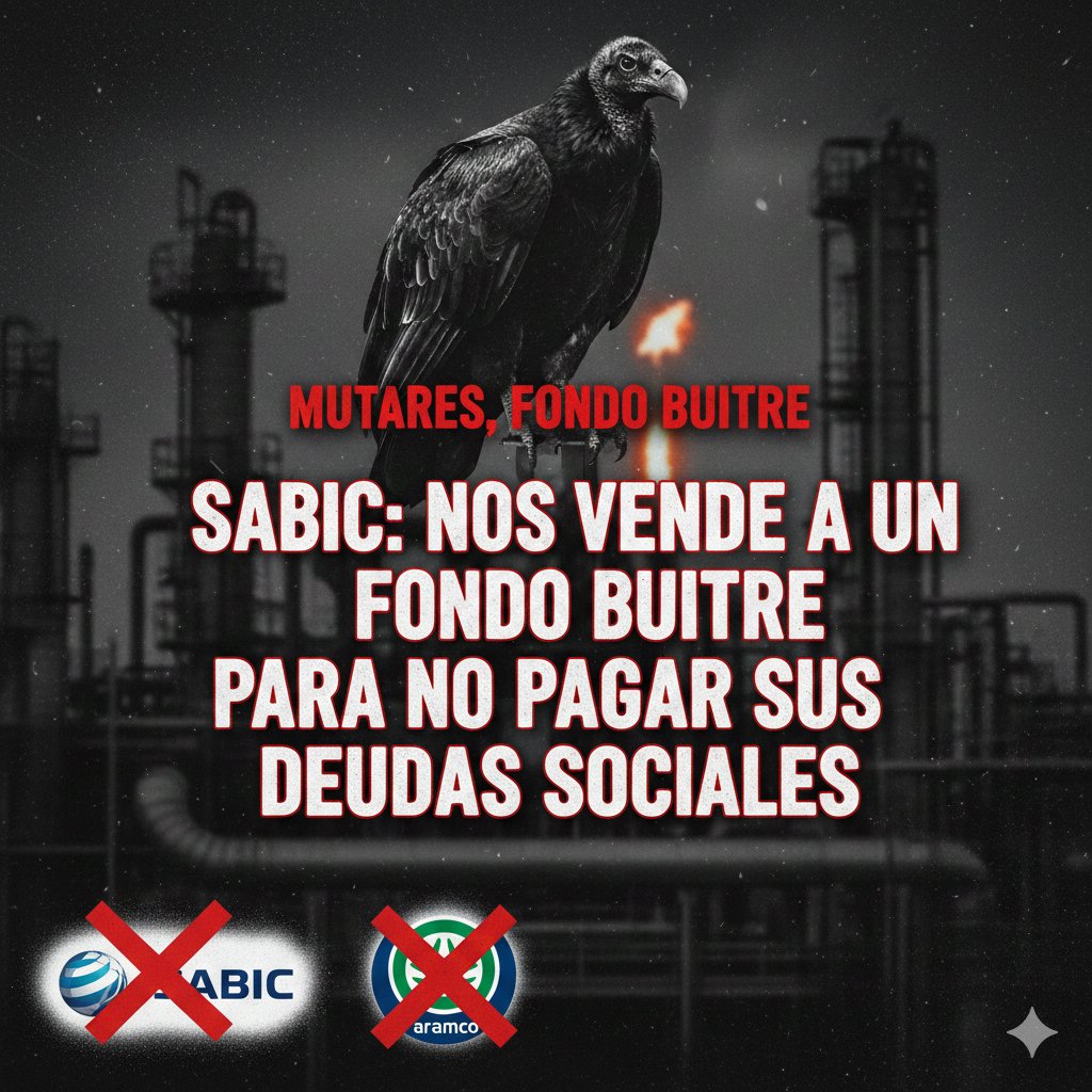 Lamentable cómo <a href="/SABIC/">SABIC I سابك</a> y @Aramco presumen de valores mientras venden a sus 500 trabajadores de Cartagena (España) a un fondo buitre (@Mutares) para eludir sus responsabilidades legales. ¿Es esta su ética global? #SABIC #Aramco #ESG #Cartagena #Mutares