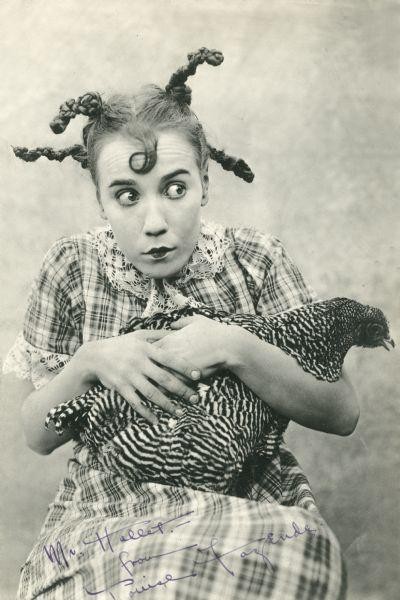 Before Carol Burnett and before Minnie Pearl, there was Louise Fazenda.  Shown here from Down on the Farm 1920