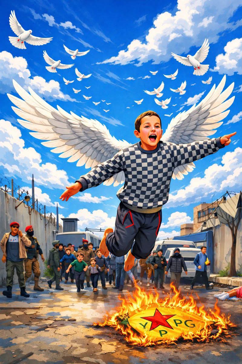 MazenSyria2011's tweet photo. @DuezenTekkal Dieses Kind stellte eine Bedrohung für die Sicherheit der SDF-Truppen dar. Deshalb wurde es verhaftet. https://t.co/BGgX9Ftnf6