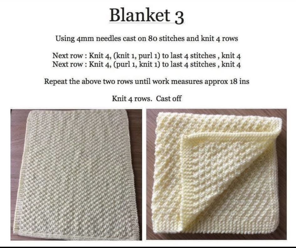 bjbubbly's tweet image. If anyone in the Norwich area know of any lovely ladies (or gentlemen) who are able to knit some blankets for our NICU babies at NNUH, we are in desperate need 🙏🏻🙏🏻
The patterns we use are below.  

Thank you! 
#NorwichKnitters 
#NICU