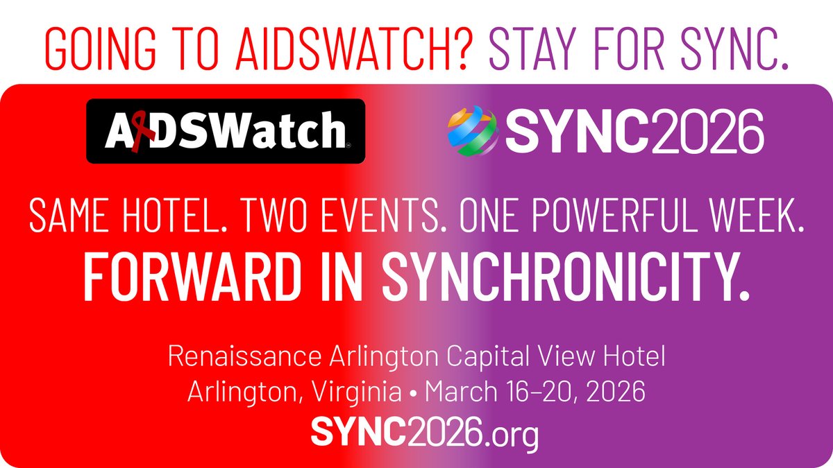 #SYNC2026 and #AIDSWatch2026 are joining forces to bring you an impactful week of education and activism. Get special discounted rates for both.  Register at: syncconference.org and aidsunited.org/action/aidswat… Double the impact of your engagement!

<a href="/AIDSUnited/">AIDS United</a>