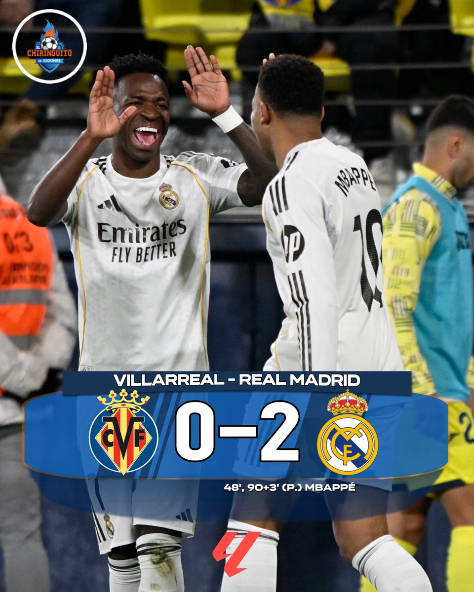 ⏱️ ¡FINAAAL! Un gran Real Madrid gana con doblete de Mbappé y duerme líder.

👉 Villarreal 0-2 Real Madrid | #LALIGAEASPORTS