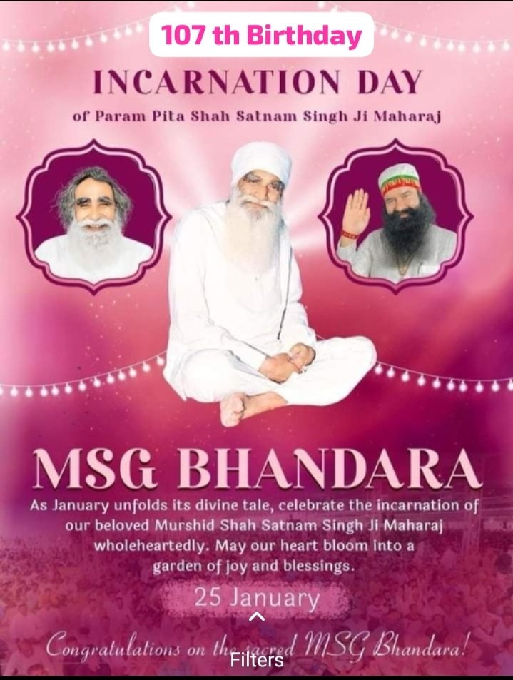 i_Insaa's tweet photo. 25 जनवरी मुबारक...
सभी साध संगत को परम पिता शाह सतनाम सिंह जी महाराज के पावन अवतार दिवस व MSG भंडारे की बहुत बहुत बधाई एंव हार्दिक शुभकामनाएं ।। https://t.co/KMFDs1cAQD