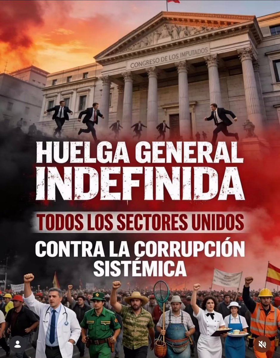 Ha llegado el momento de unirnos
todos los sectores.
Trabajadores, autónomos, sanitarios.
agricultores, transportistas, hostelería,
funcionarios, estudiantes, parados.

Todos.
PARAR EL PAIS.

No por ideologia
No por siglas.
Sino por supervivencia, dignidad y justicia.

SÍ 🙋‍♂️