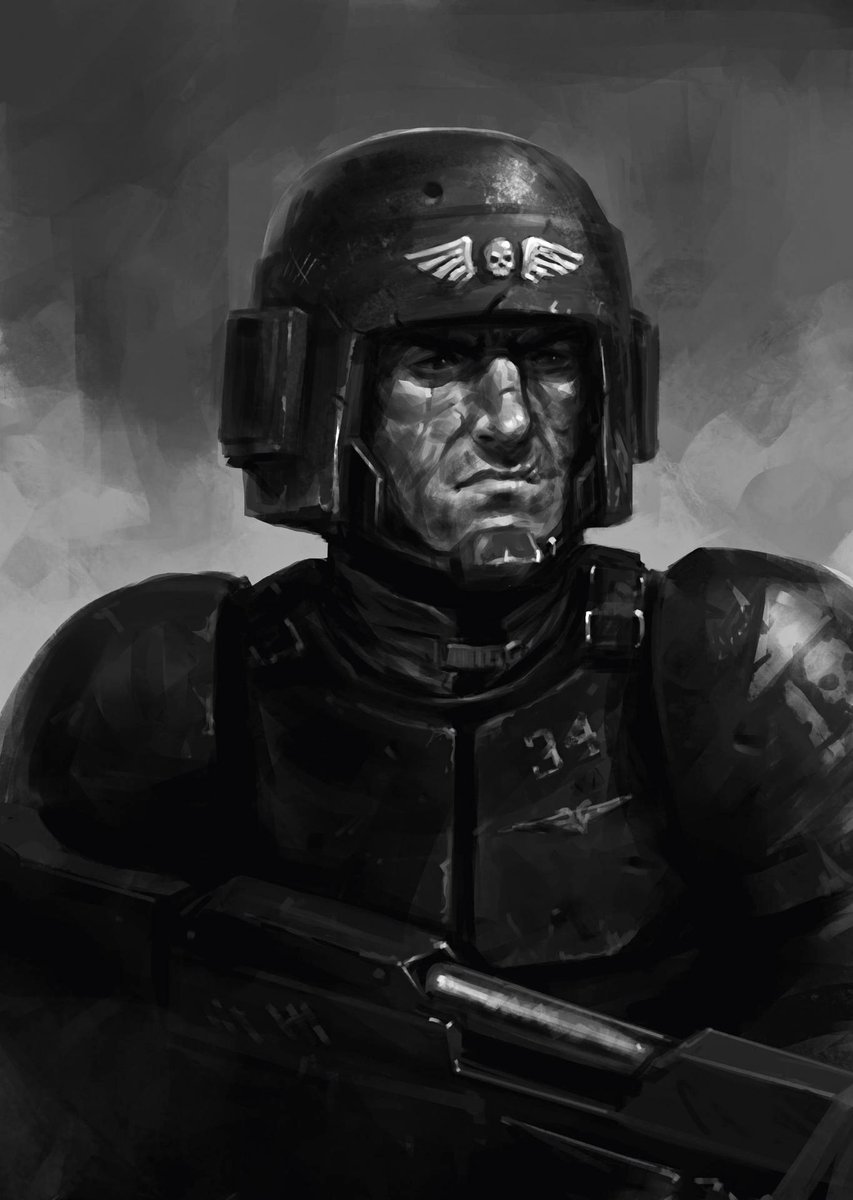 Guardsman of the Cadian 263rd and Guardsman of the Cadian 34th. Fan art by Salvador Trakal.